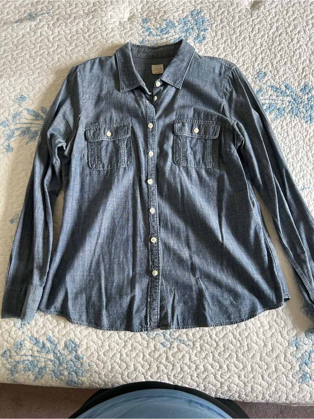 J. Crew Chambray Button-Up Shirt in Light Blue